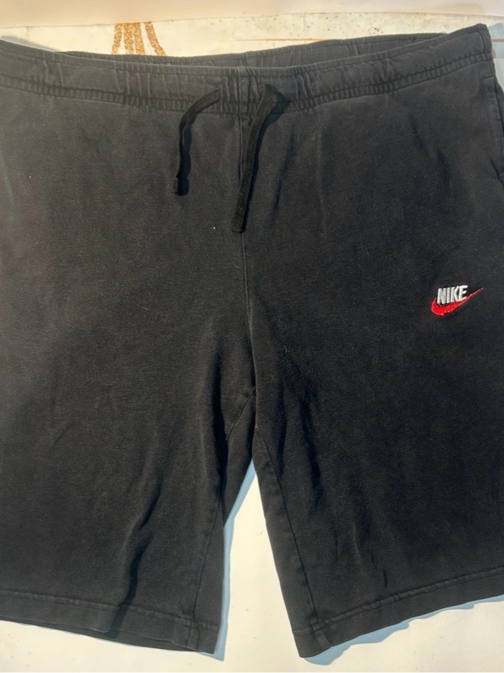 Nike Black Shorts with Red Embroidered Swoosh Size L